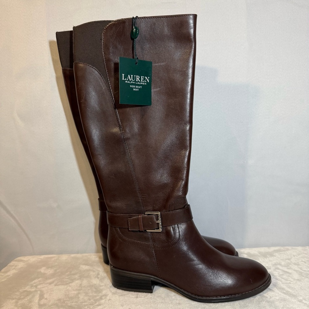 Lauren Ralph Lauren Makenzie Wide Shaft Leather Boots 5B NWT